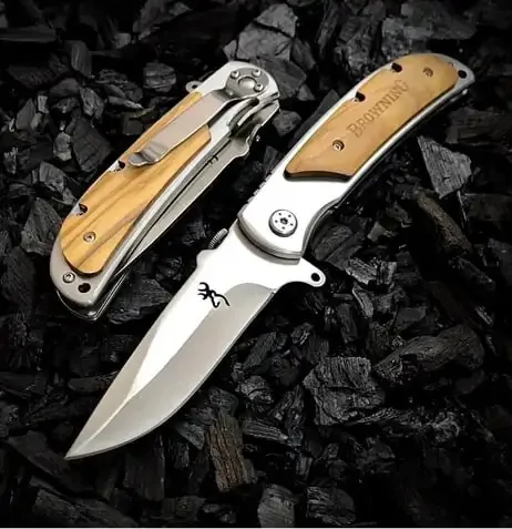 338 Folding Knife 440C Blade White Shadow Wooden Handle Tactical Portable Knife Camping Hunting Survival Knife EDC Multi Tool