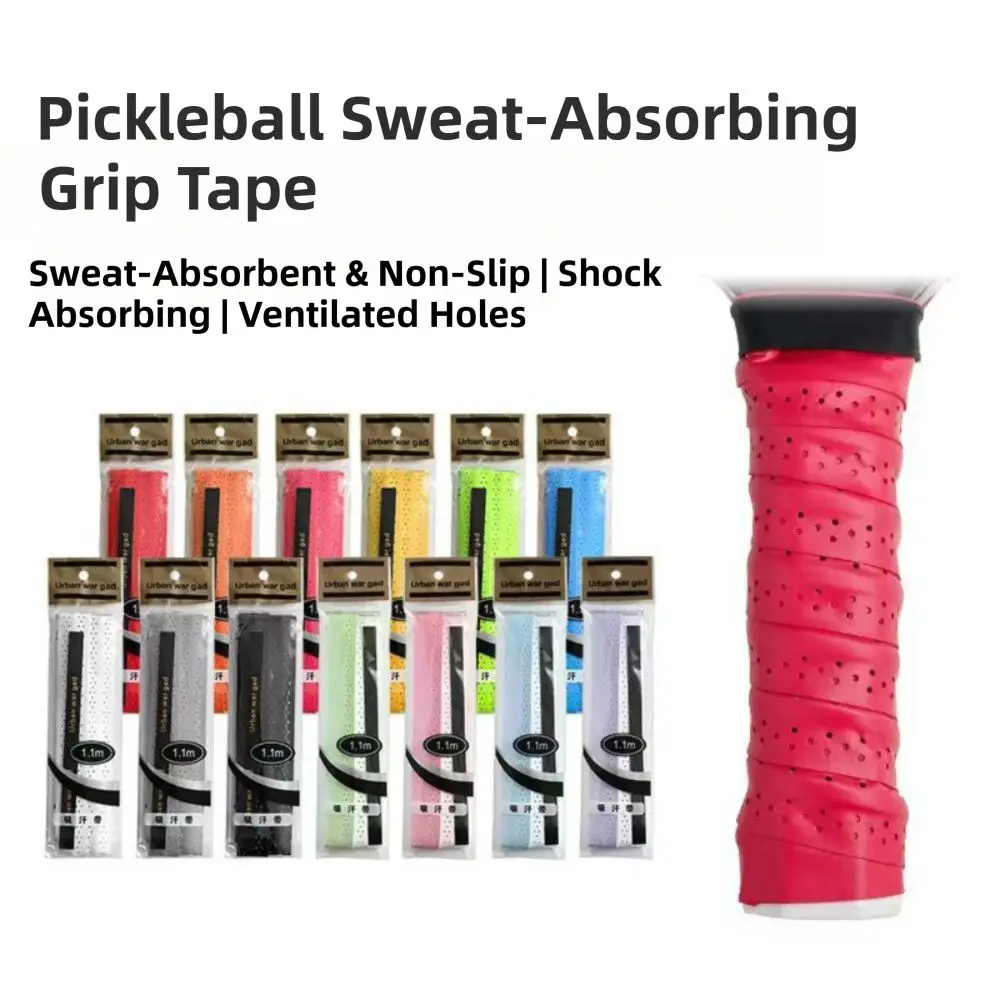 

Raised Ridge Pickleball Grip Tape Universal Enhanced Traction Cozy Overgrip Wrap Sweat Absorbent PU Leather Paddle Grip Cover