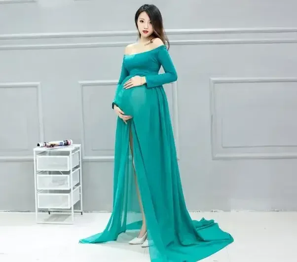 New Maternity Photography Props Pregnancy Clothes Maxi Maternity photography Dress Chiffon Maternity Dress For Pregnancy woman