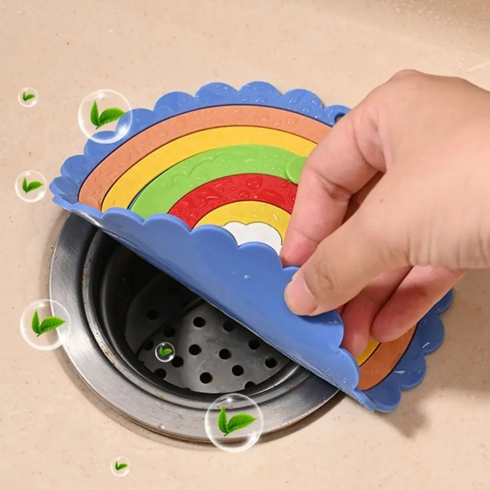 

Креативная мультяшная радужная крышка для слива в полу, утолщенный мягкий фильтр для волос, удобный простой сливной фильтр для кухонной раковины