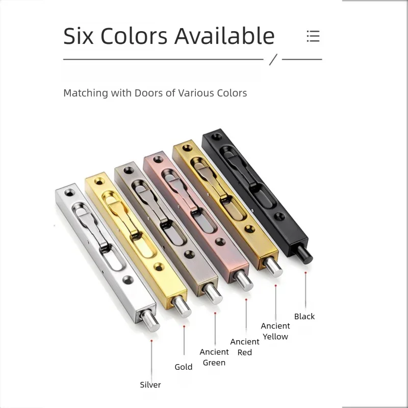 Heavy Duty Stainless Steel Concealed Flush Bolt 6 12 Inch Sliding Latch for Top Bottom Interior Door Security Multi Color Lock