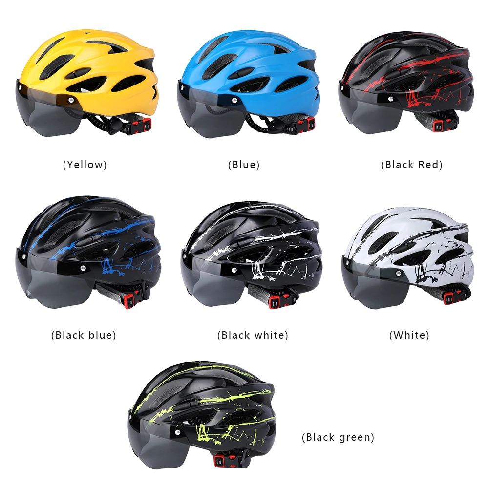 Bike Protective Cap Nylon Strap Racing Riding Cycling Helmet Windproof Glasses Breathable Aseismic Lightweight for Outdoor Sport