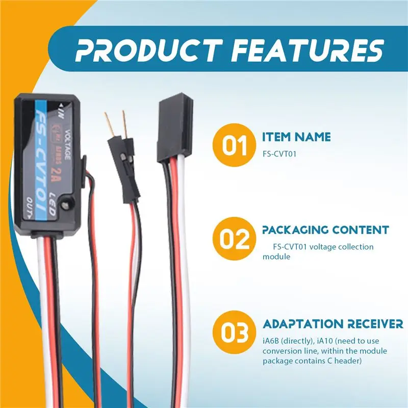 4X Flysky FS-CVT01 Voltage Sensor Telemetry Data Module For Fsi6 Fsi10 IA6B IA10 Receiver FPV RC Parts