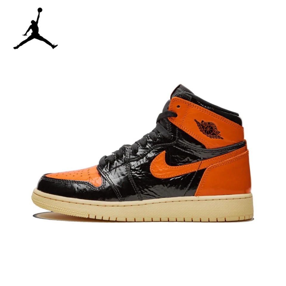 

Original Air Jordan 1 High OG"Shattered Backboard 2.0" GS SIZE For Womens Orange and Black Classic Retro Sneakers 575441-028