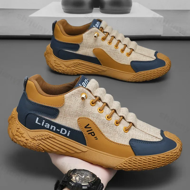 

Мужские кроссовки, модная дышащая парусиновая обувь, уличная спортивная обувь, британские противоскользящие удобные уличные теннисные кроссовки