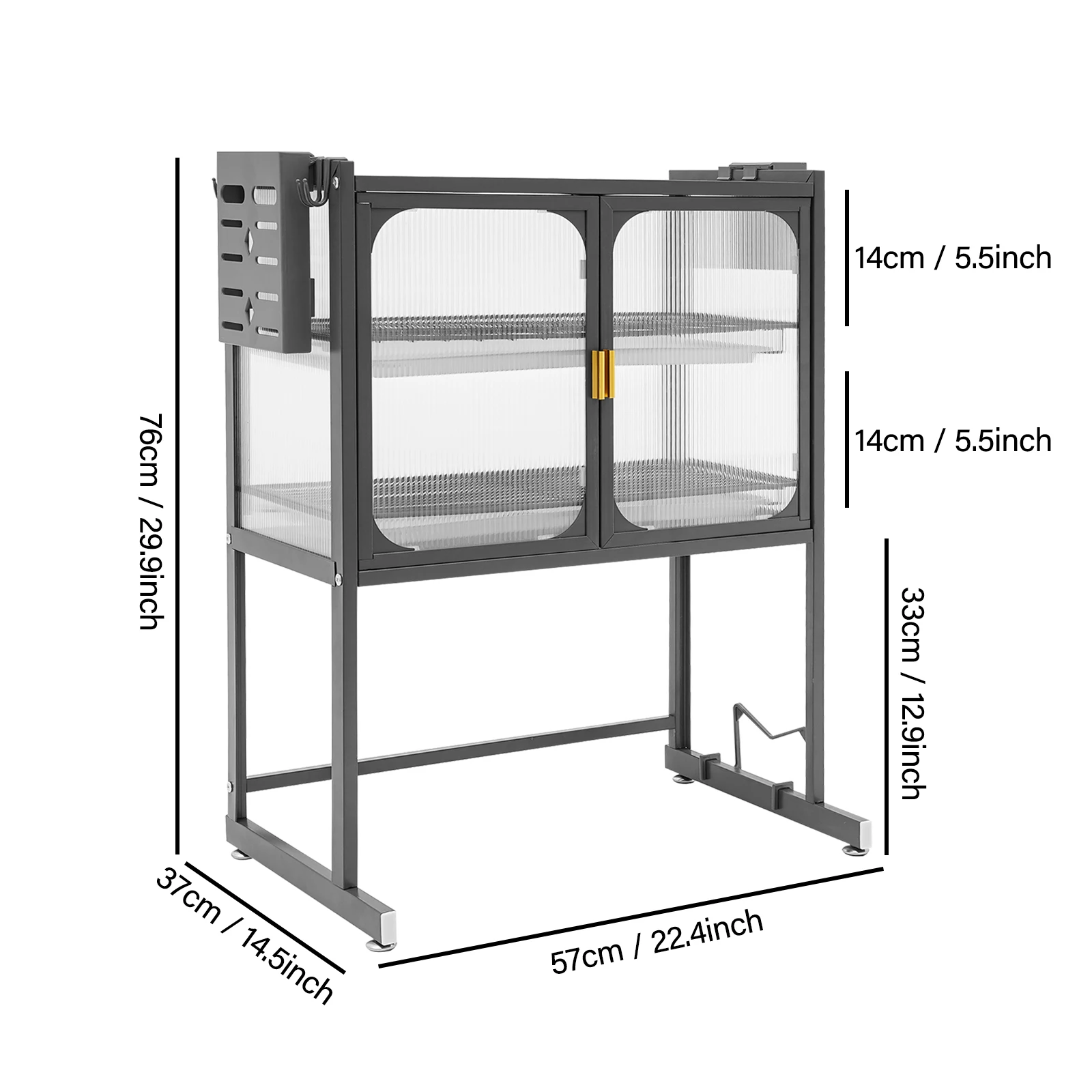 Over the Sink Dish Drying Rack, Double-Layer Carbon Steel, Large Capacity for Dishes & Spices, Easy Mounting for Kitchen Storage
