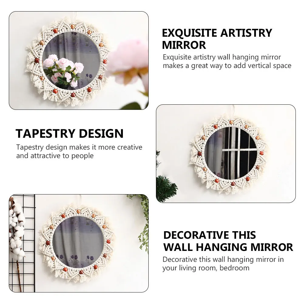 قطعة واحدة من مرآة معلقة بتصميم نسيج، مرآة زخرفية أنيقة مثبتة على الحائط للاستخدام المنزلي والمكتب وغرفة النوم، هدية مثالية #6
