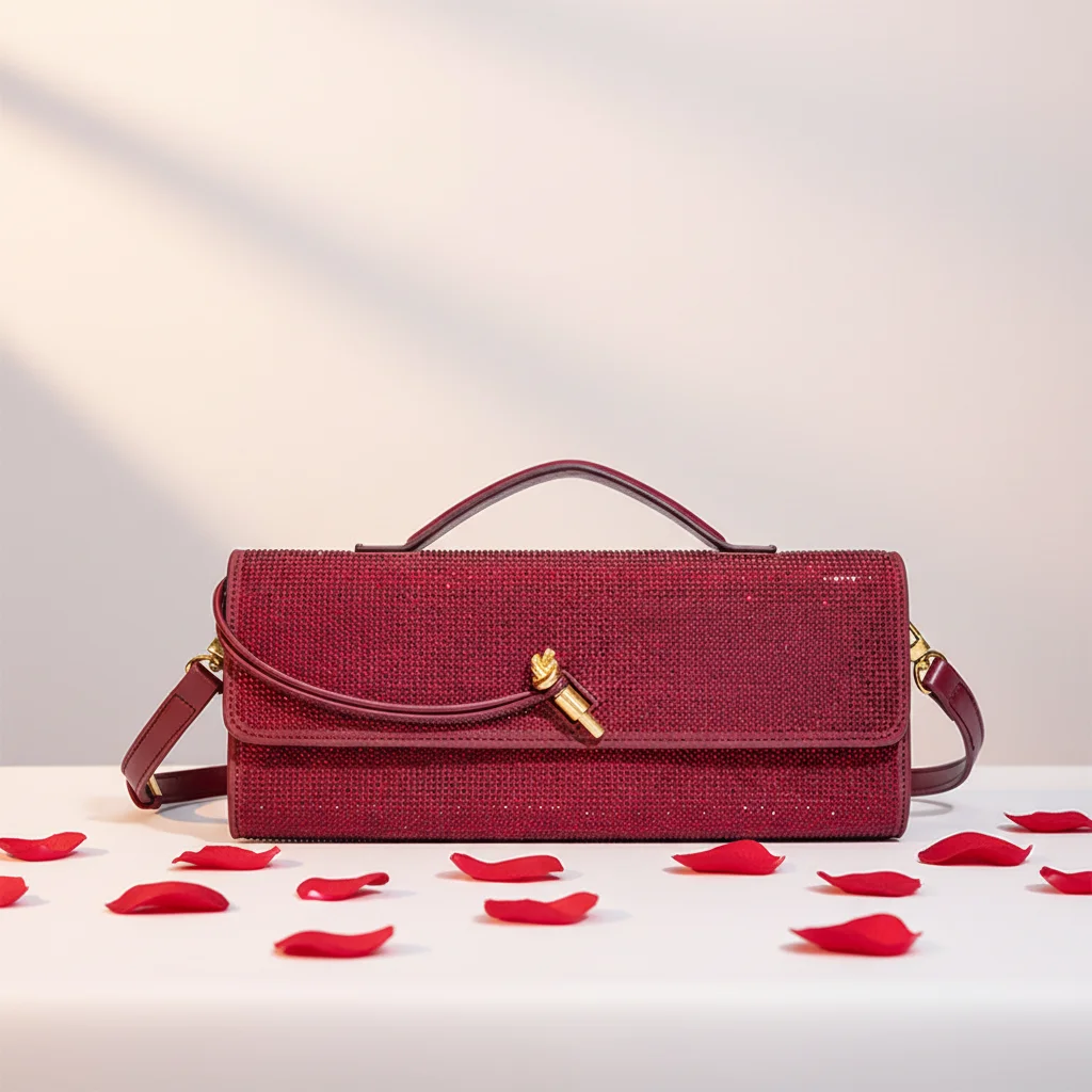 2026 Women's Cross-Border Trend Clutch Evening Bag Rhinestone Decoration for Shape Lock Closure Dinner Bag Fashion baguette Bag