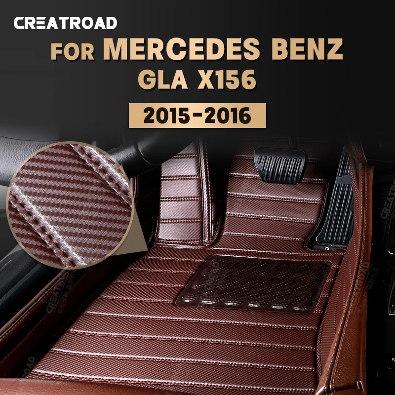 

Custom Carbon Fibre Floor Mats For Mercedes Benz GLA Class X156 2015 2016 Foot Carpet Cover Automobile Interior Accessories