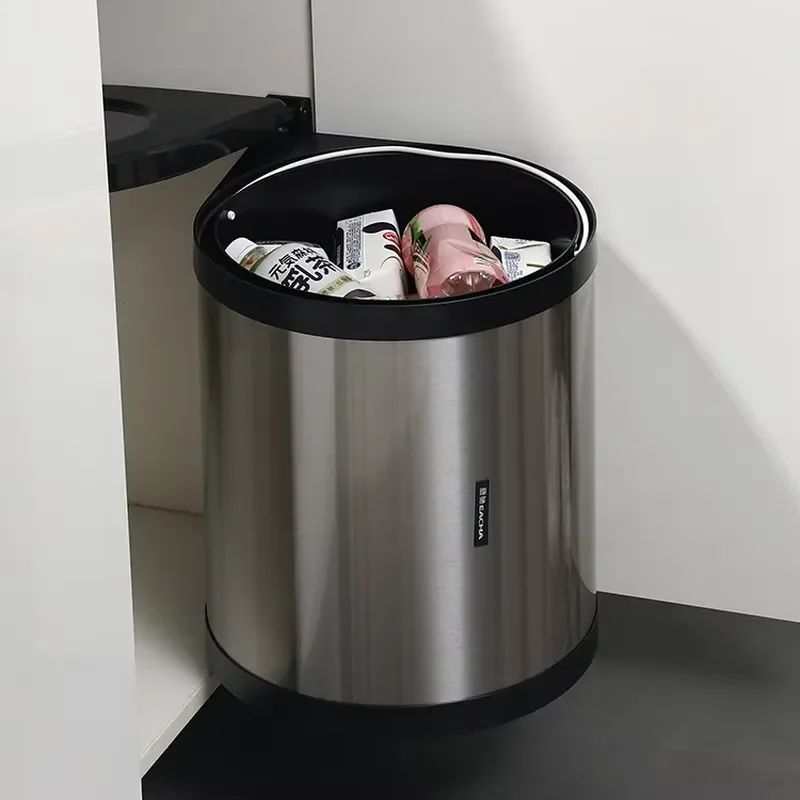 Modern kitchen cabinet pull-out trash can with multi-functional storage space for hotel use