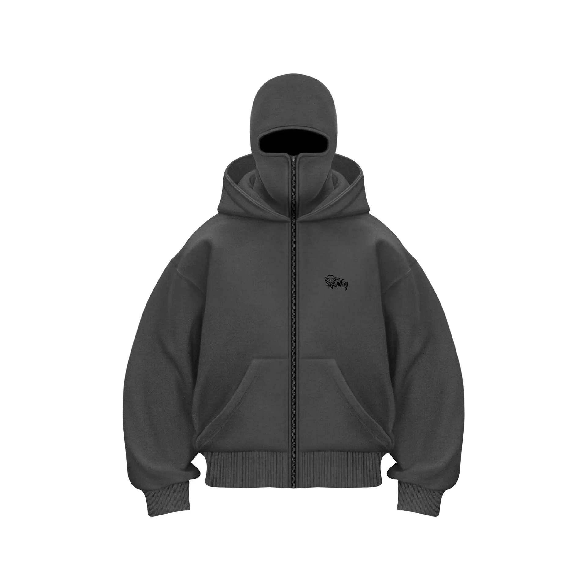 Trendy Ins Harajuku Y2K Casual Zipper Double Hat Splicing Lixo Design Moda Gótico Hoodie Sportswear