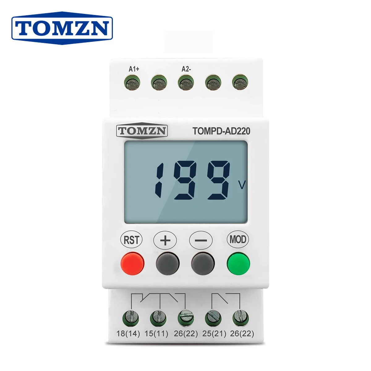 TOMZN AC DC 110V-240V DIN Rail Over and Under Voltage Protection Monitoring Relays Protector