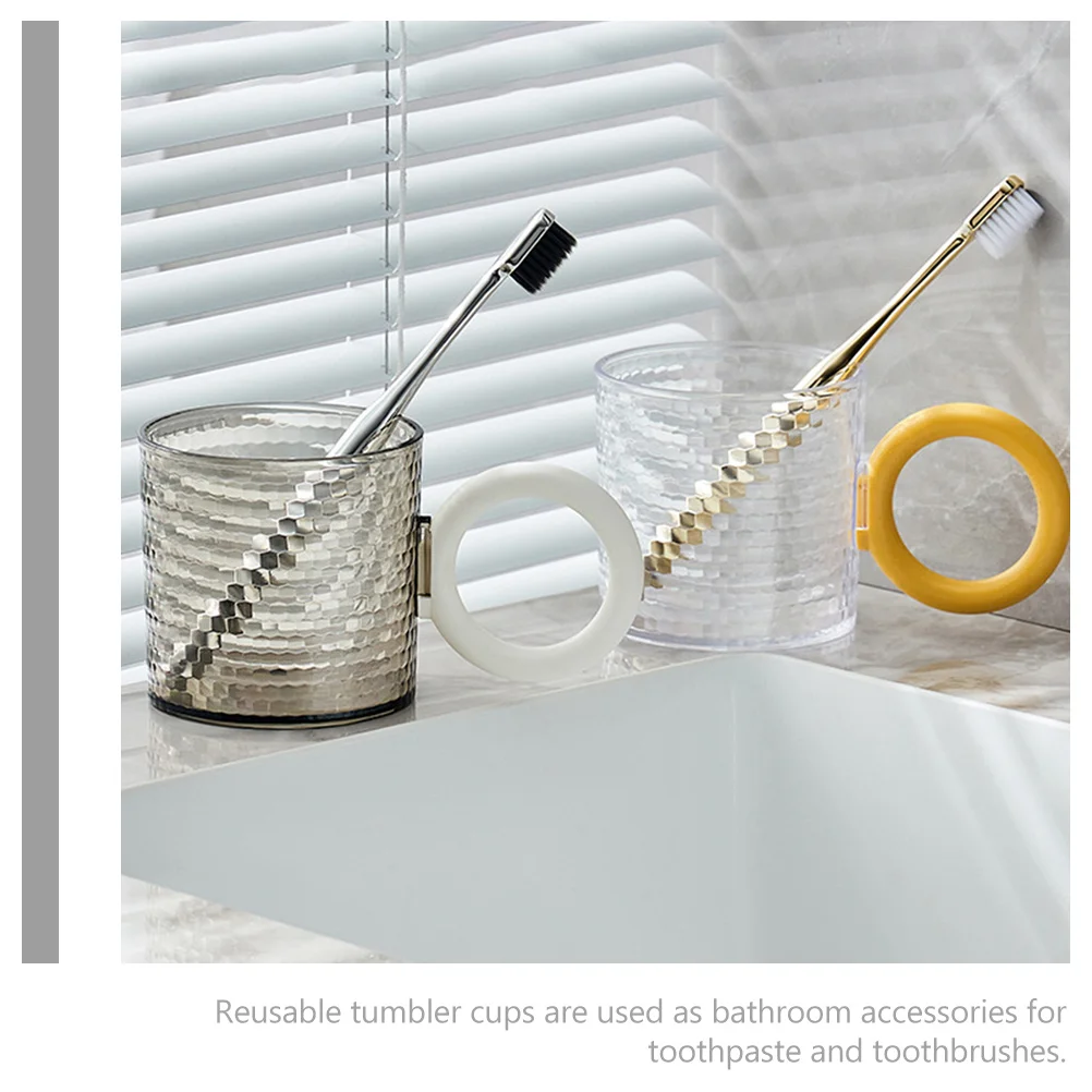 

2pcs Hammered Texture Couple Cups As Material Toothbrush Holder Bathroom Mugs Reusable Drinking Tumbler For Mouthwash Home