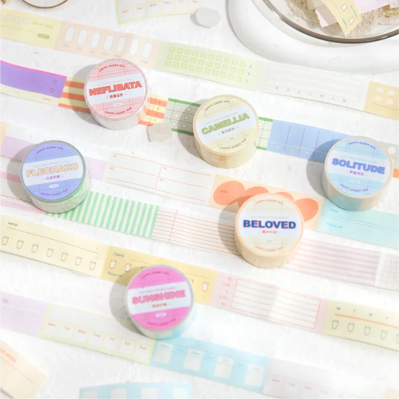 22mm*3m List Of Plans Masking Tape Candy Color Planner Ins Washi Tape School Supplies Office Accessories Label Index Stickers