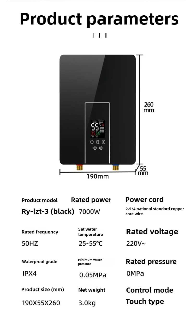 Calentador de agua eléctrico instantáneo de 24 horas, temperatura constante para el hogar, sin almacenamiento de agua, calentamiento rápido, pequeño tesoro de cocina