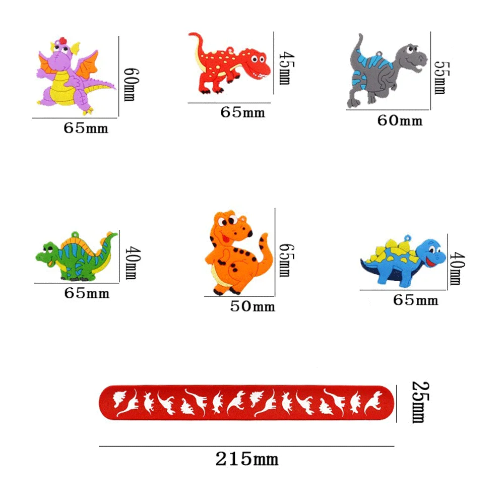 3pc Jungle Theme Birthday Party Decorations Kids Dinosaur Wristband Bracelet Cartoon Clap Circle Silicone Keychain Boy Toy Gifts