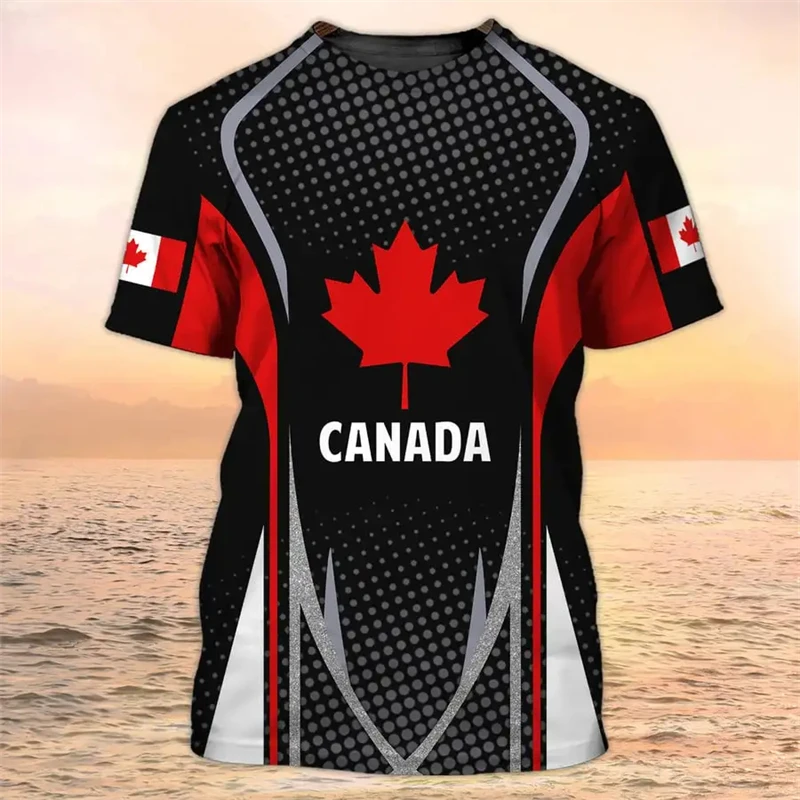 

Canada Flag Emblem Maple Leaf 3D Print Men's Short-sleeved T-Shirt Daily Casual Short Sleeved Streetwear O Neck Camisetas Tops