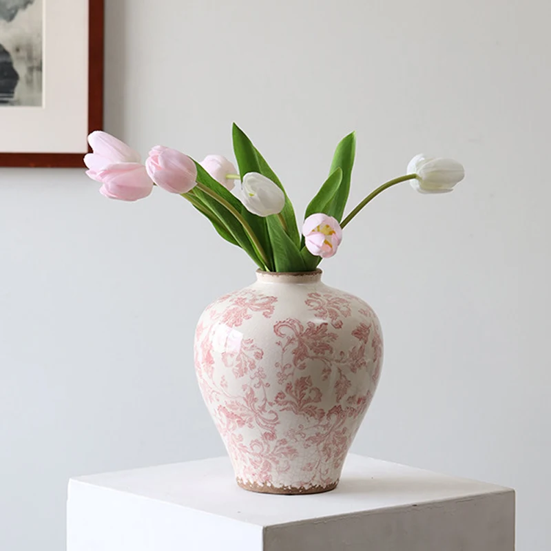 

Blue and White Porcelain Vase Retro Chinese-style Flower Vase Desktop Ornaments Living Room Bedroom Decoration Flowerpot