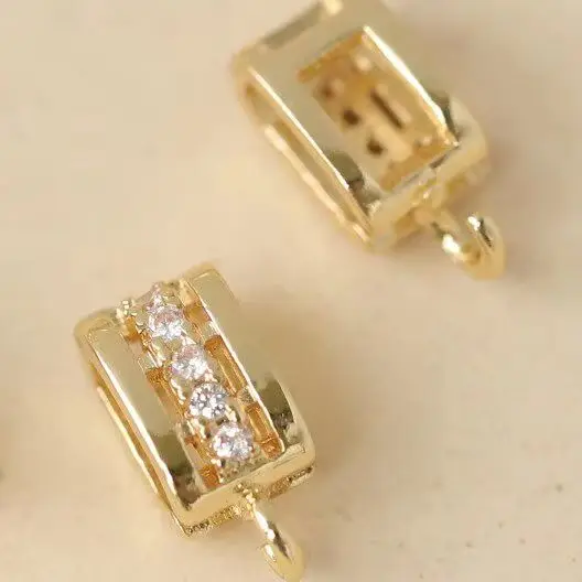 

Copper-plated Gold Square Zircon Necklace Bracelet Buckle Pendant Charms For Jewelry Making DIY Bracelet Accessories Findings