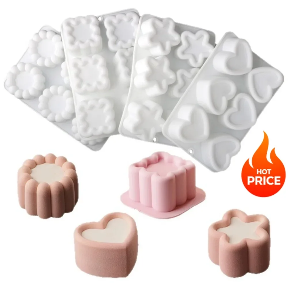 قوالب السيليكون للخبز، قوالب كعكة موس الشوكولاتة على شكل قلب زهرة، أكواب حلوى المعجنات القابلة لإعادة الاستخدام، كعكة الزفاف