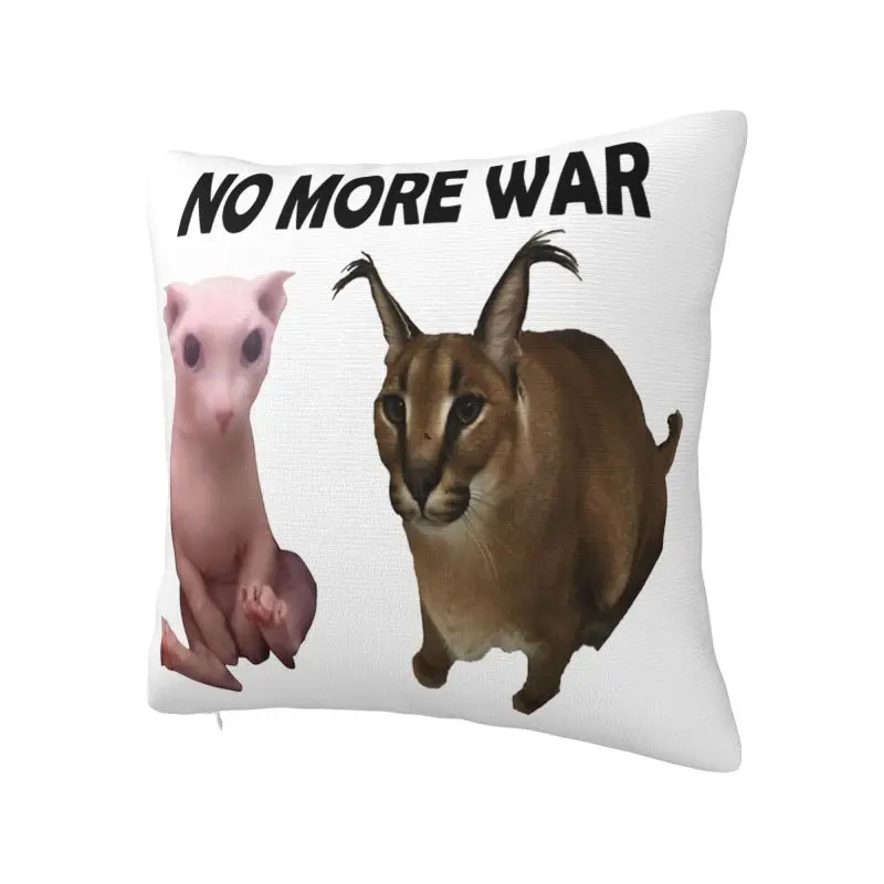 No More War Big Floppa And Bingus Luxury Pillow Cover Home Decorative Funny Cat Meme Car Cushion