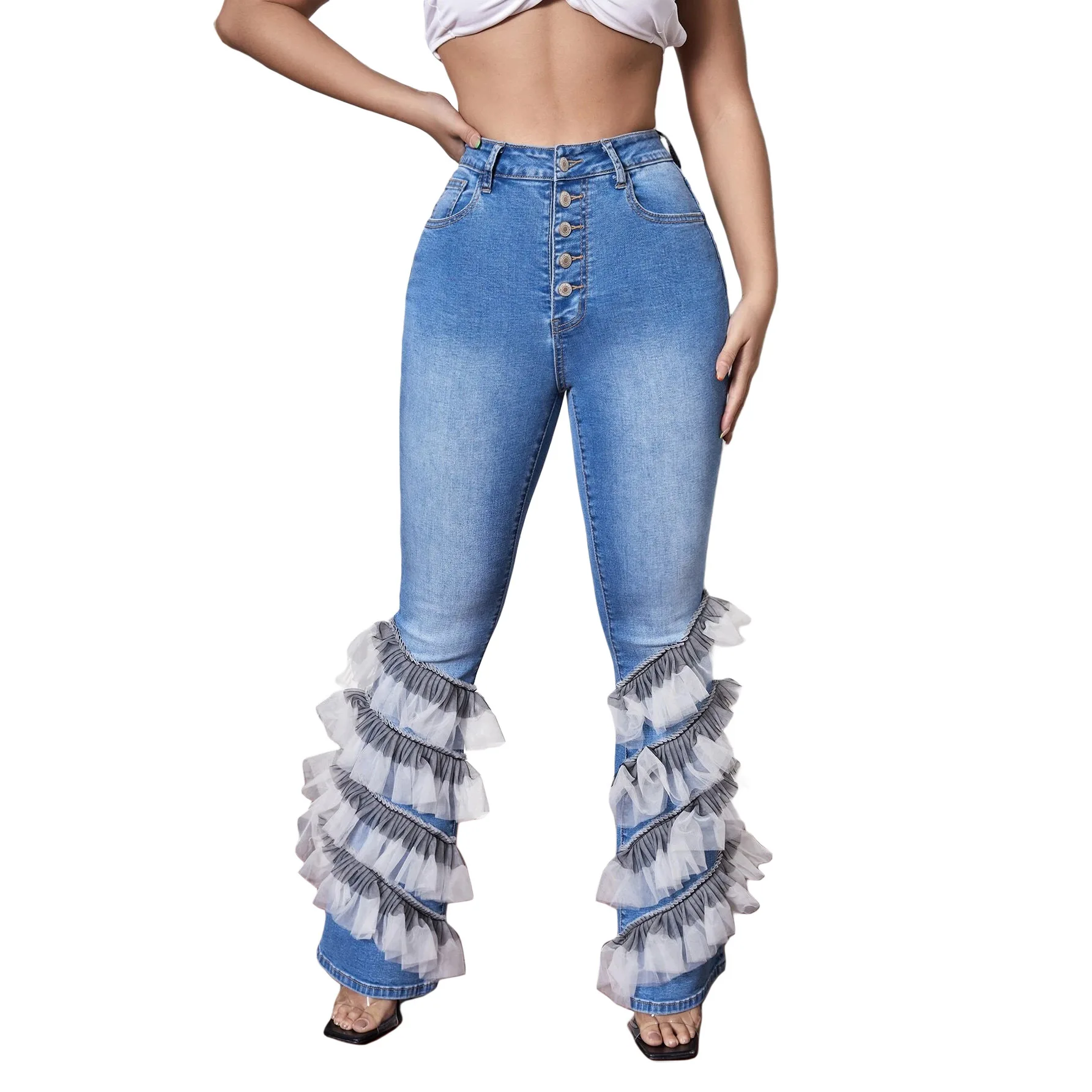 womens jeans with high waist and long legs flared pants for women