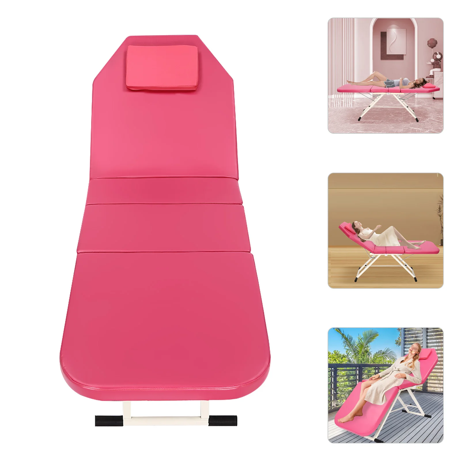 3 Fold Massage Chair Lightweight Folding Massage Table Salon Tattoo Beauty Therapy Eyelash Couch Bed White/Pink/Black