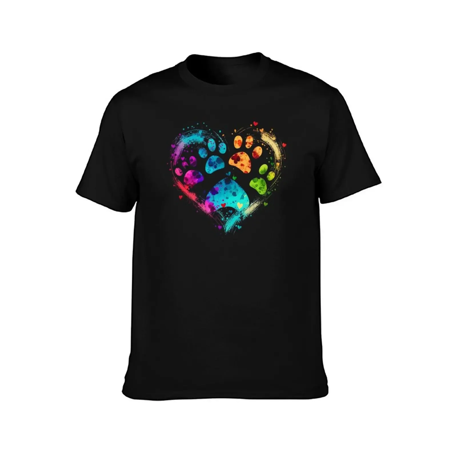 Dog Paws Heart Shape T-Shirt Anime t-shirt man clothes shirts graphic tee men