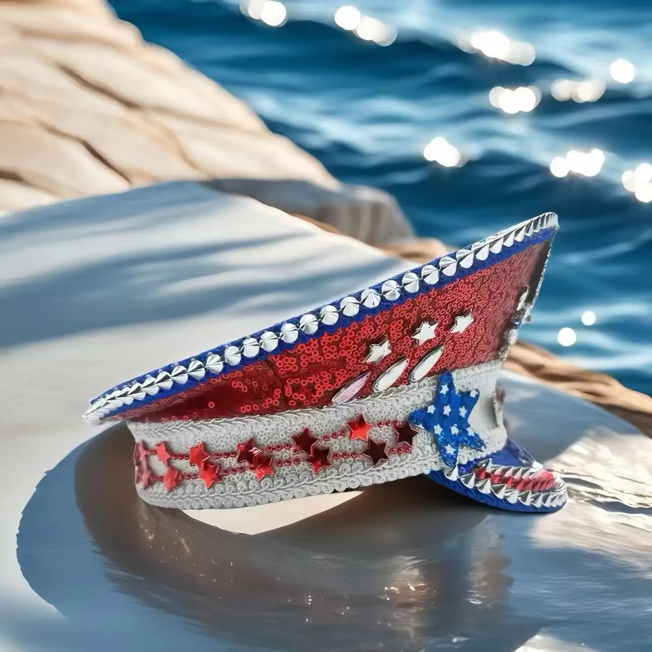 HongLuan – chapeau de Costume d'halloween léopard, chapeaux de capitaine en strass pour femme de Festival Burning Man, accessoires féminins de Cosplay