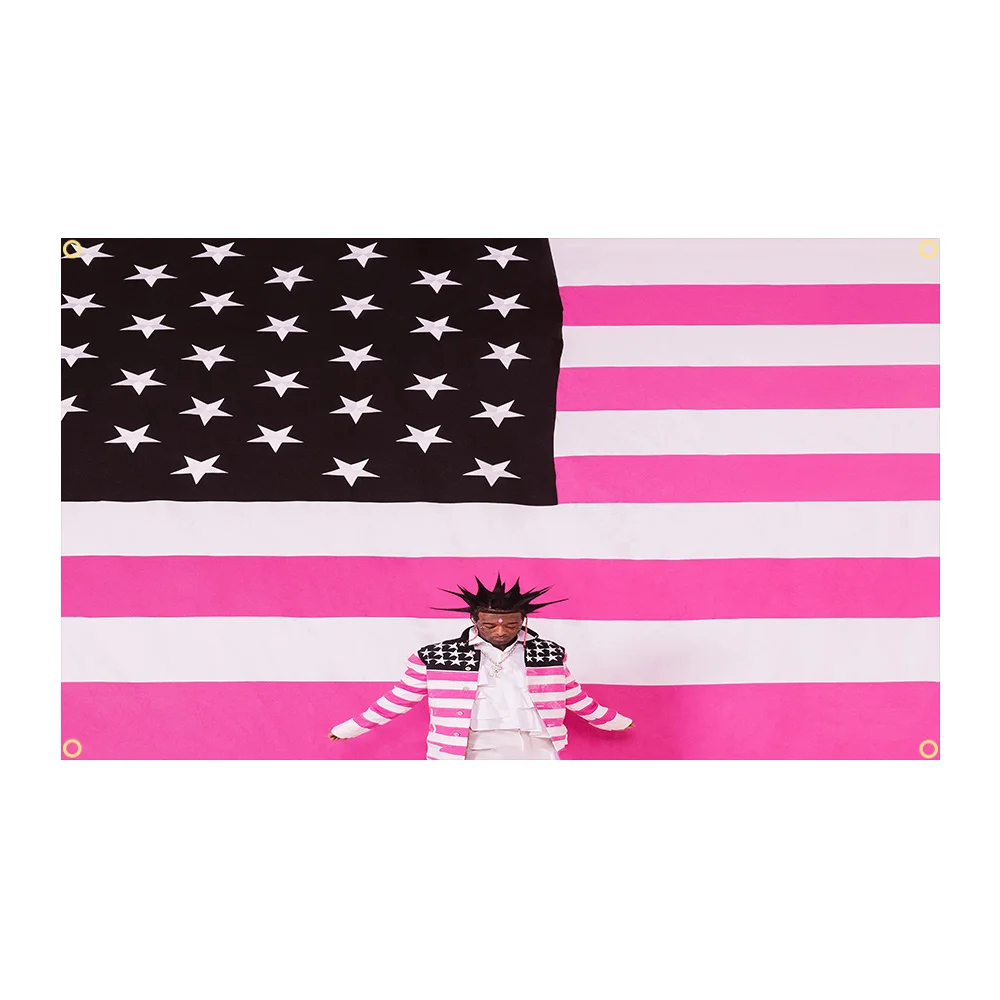90X150CM Lil Uzi Pink Tape Vert Hip Pop Rapper Music Art Flag Tapestry Wall Hanging Bed Room Bar Aesthetic Room Decor