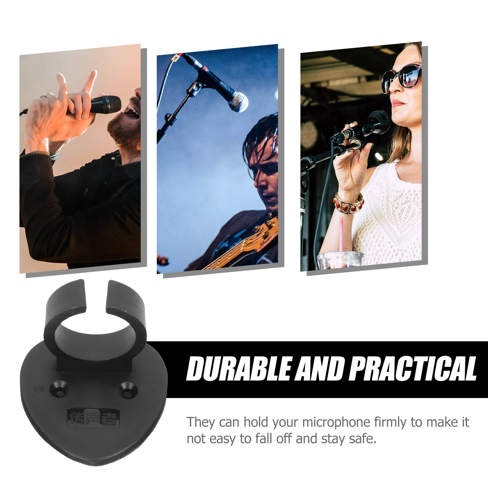 

4Pcs Heart-Shaped Mic Clips Adhesive Microphone Holders ABS Shockproof Lightweight Mic Support Microphone Clip