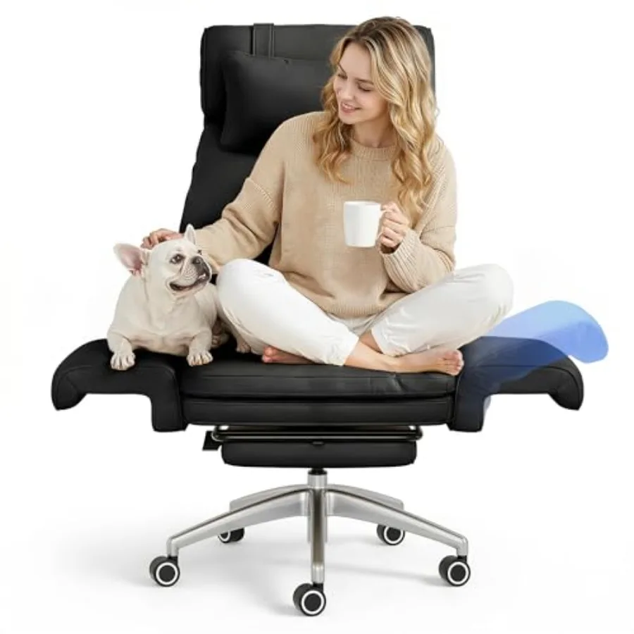 Oversized Office Chair with Convertible Seat Width for Ergonomic Support and Comfort, Black, OS6 Model