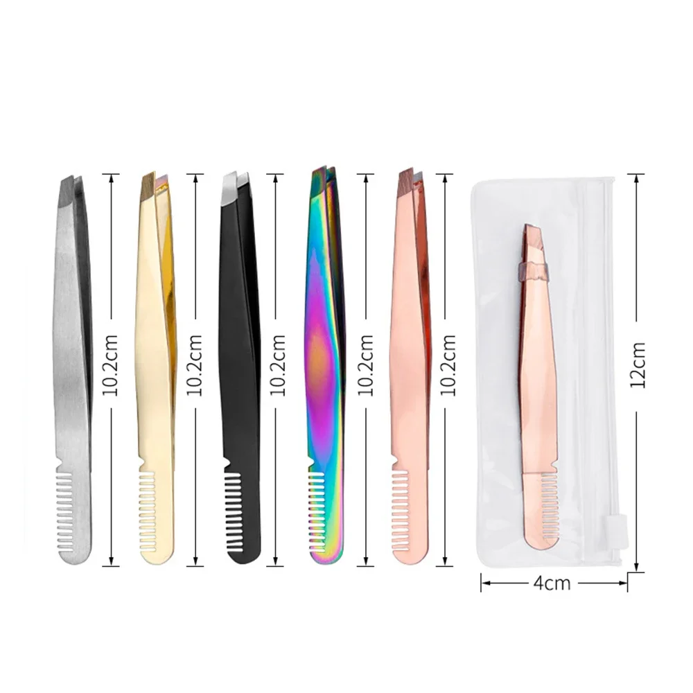 Pince à épiler antistatique pour Extension de cils, avec brosse à sourcils, en acier inoxydable, maquillage de beauté, personnalisé avec votre Logo, 1 pièce
