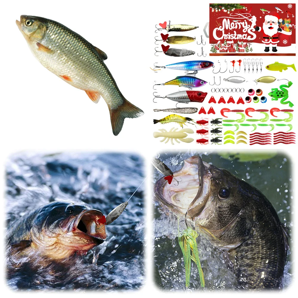 

Christmas Fishing Lure Advent Calendar 2024 Soft Lures Spoons Minnow Countdown Calendar Xmas Gifts for Father Granpa Boyfriend