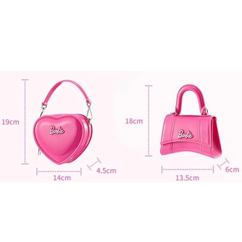 Hot Pink Barbie MINISO Love Removable Handheld Crossbody Shoulder Bags Fashion Women Girls Accessories Handbag Clothes Matching