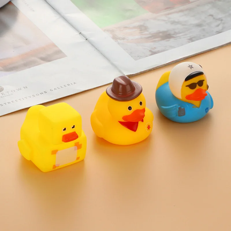 Petit canard jaune avec son de compression, flotteur en caoutchouc souple, jeu de bain DLIGHTPlay, cadeaux amusants, jouet pour enfants, anniversaire de bébé, mignon