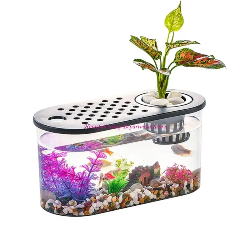  Clear Aquarium Shelf Water Arrangement with Grow Basket for Home Use Daily