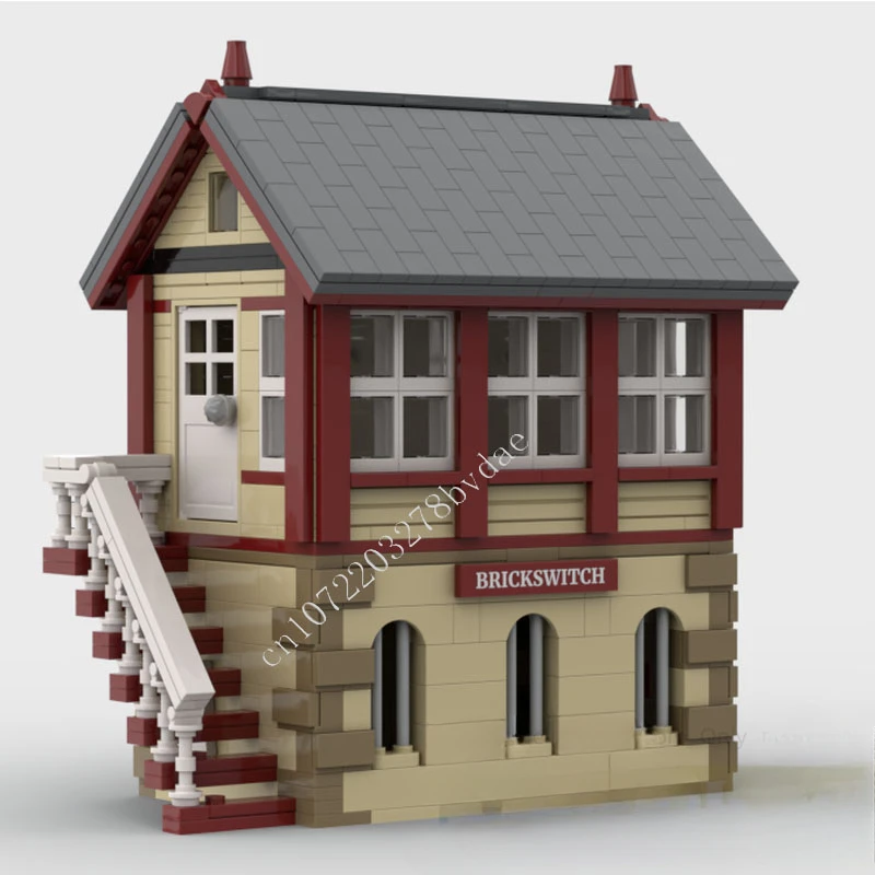 840PCS Britischen Eisenbahn Signal Box MOC Kreative street view Modell Bausteine Architektur DIY Montage Modell Spielzeug Geschenke