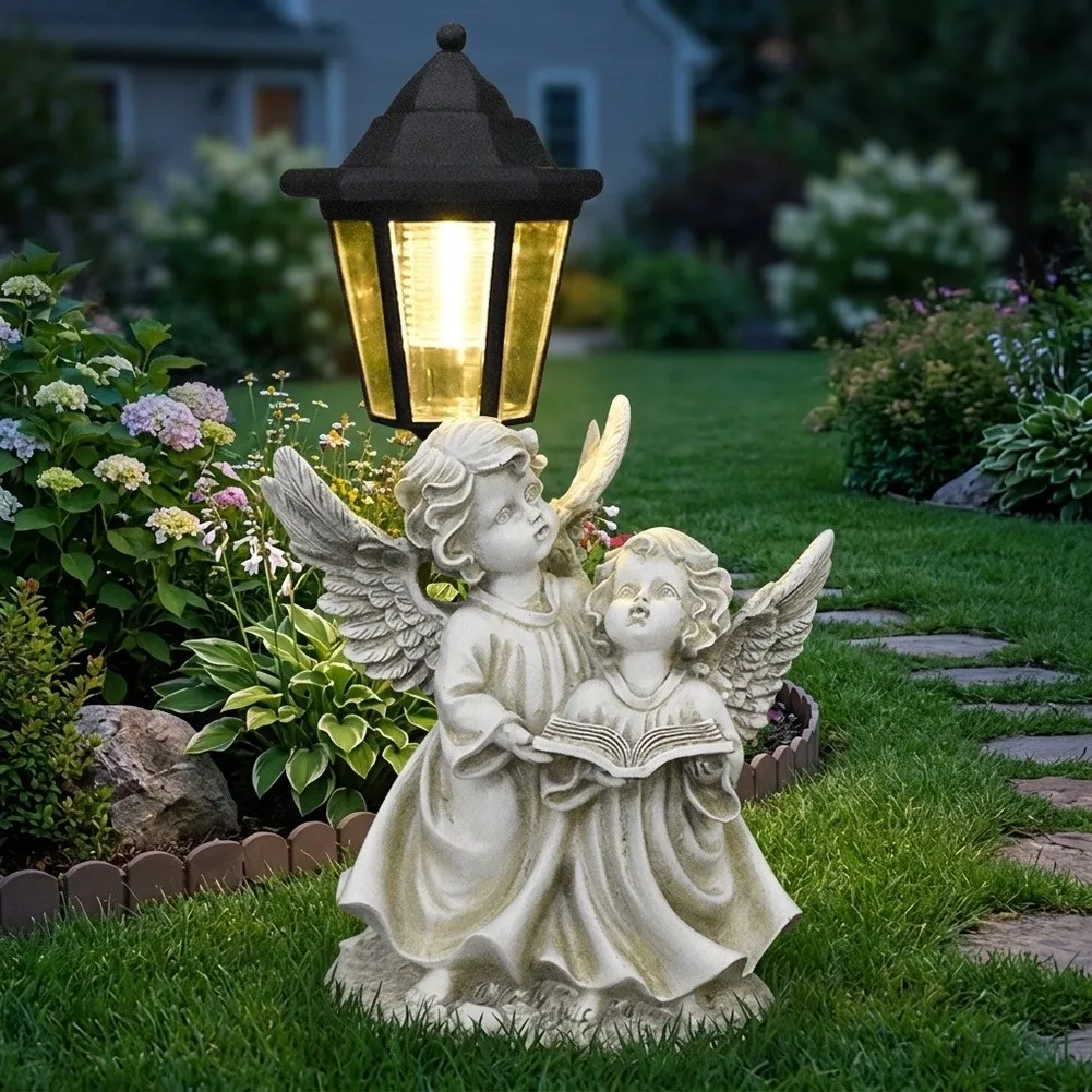 For OutFor Door Solar Angel Statue with IntegrateFor D Photocell for Reliable For Dusk For Detection anFor D For Dawn Shut-Off