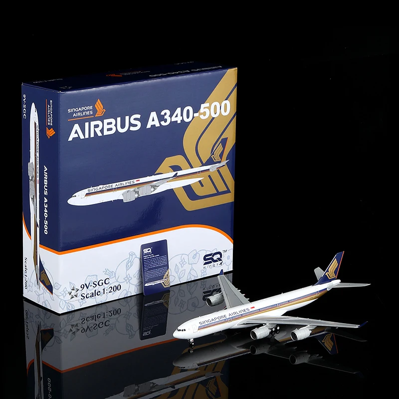 L2176 Model Samolotu Kolekcjonerski ze Stopu Metali, Prezent, Skala 1:200, Singapore Airlines StarAlliance Airbus A340-500, Model Samolotu Odlewany, 9V-SGC