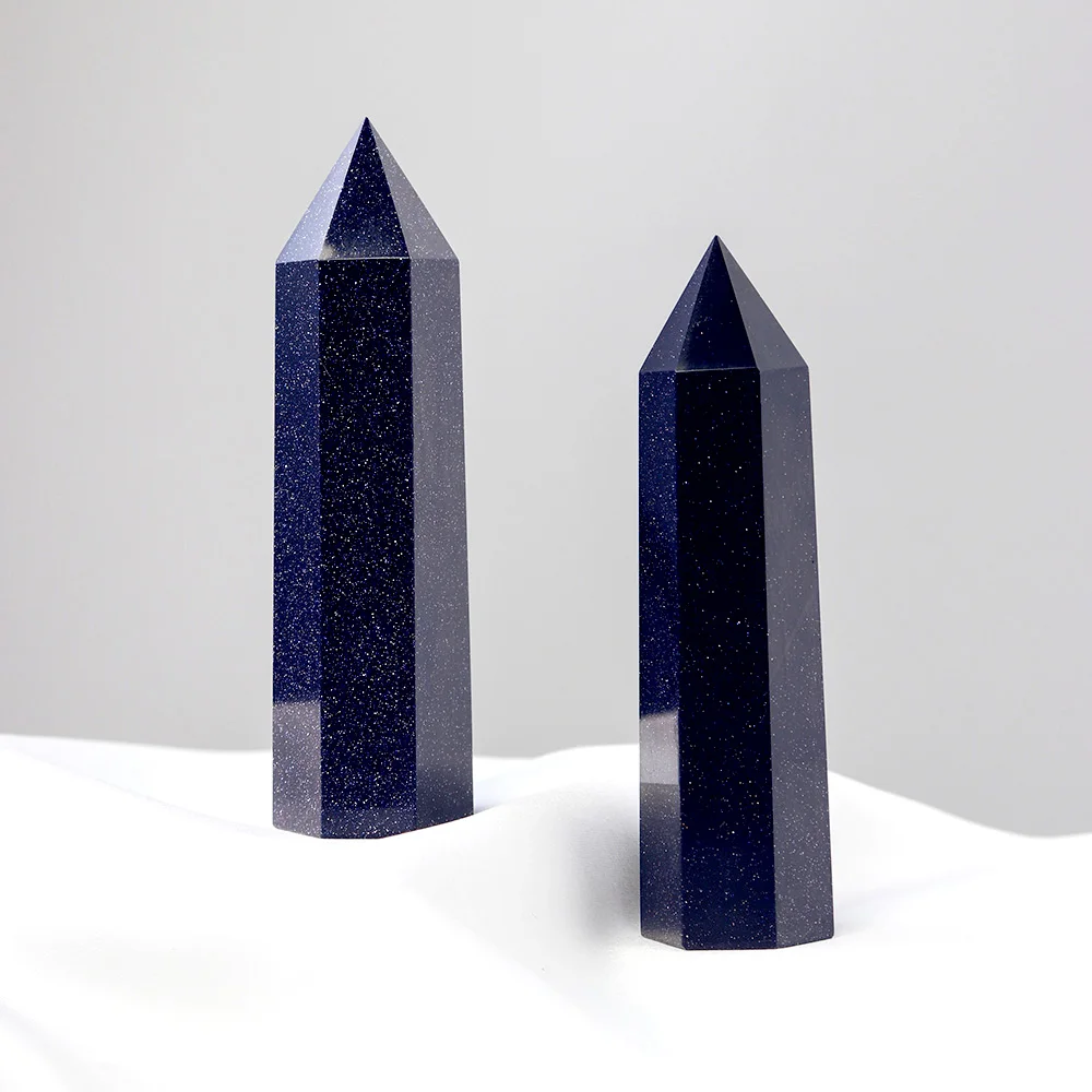 Natural Crystal Blue Sandstone Tower Gemstone Point Home Decor Energy Divination Healing Crafts Gifts Hot Sales