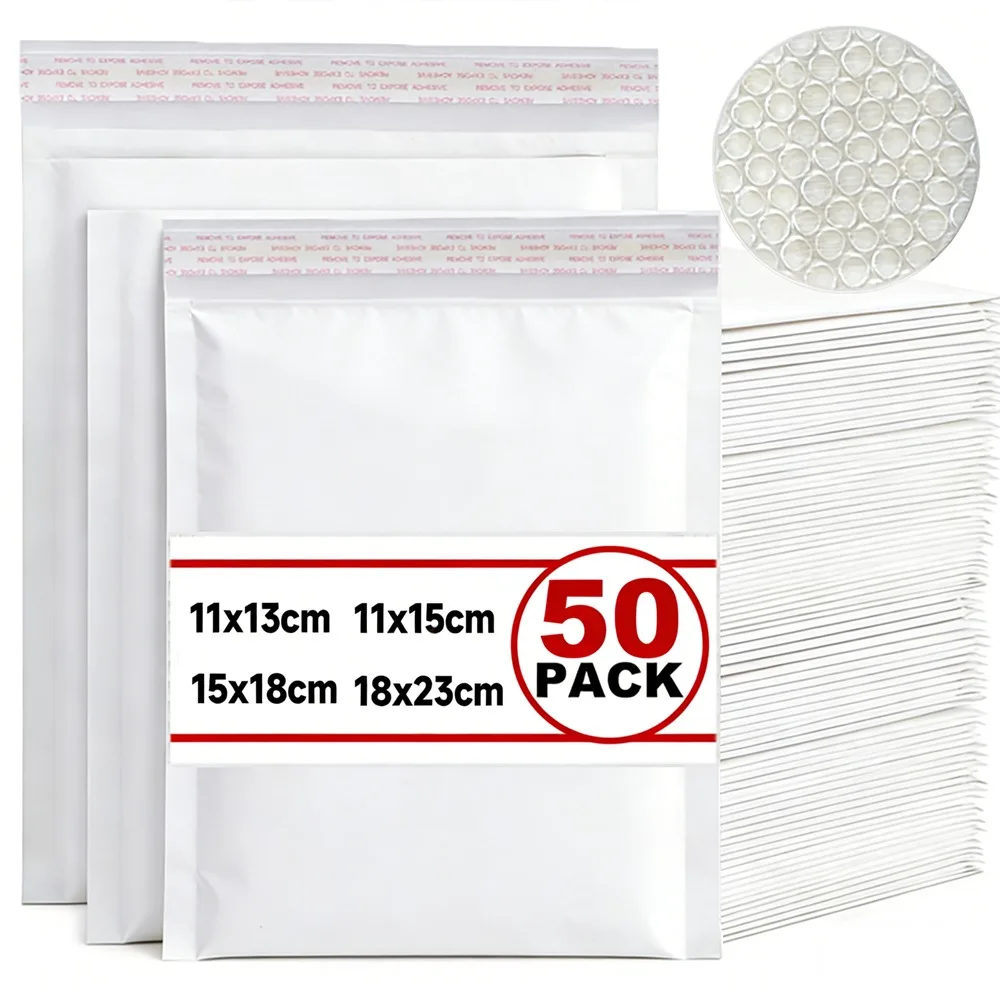 50-10 упаковок, самозапечатывающиеся бумажные конверты для хранения, водонепроницаемые мягкие пенопластовые транспортировочные пакеты для упаковки