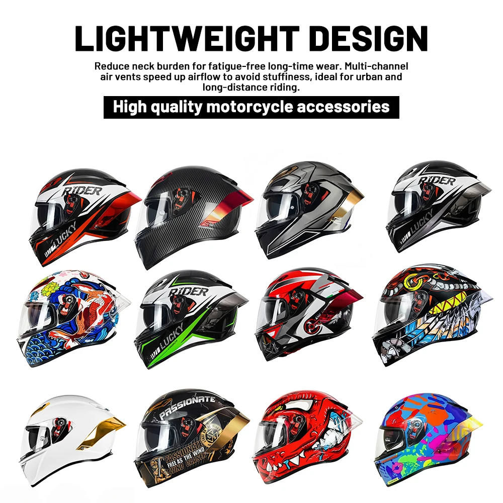 Motorcycle Helmet Full Face for Racing Motocross Motorbike Riding Moto Helmets Casco Multi‑Style Multi‑Size Safety Helmet