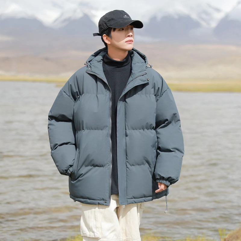 

New Men's Outdoor Cotton-padded Jacket Warm Hooded Overcoat Men Fashionable Coat Thickened Windbreaker for Teenagers Men's Coat