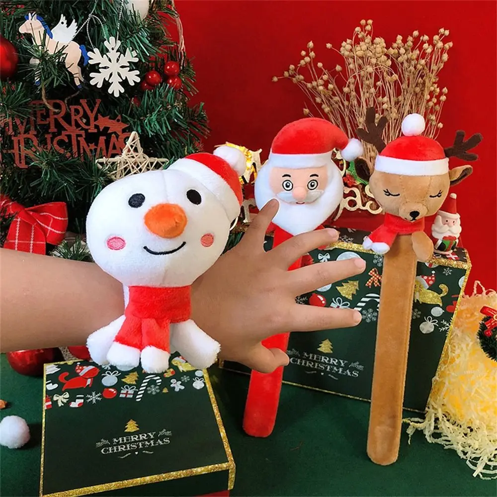 Plush Toy Christmas Slap Wristband Reindeer Elk Santa Claus Clap Circle Toys Cartoon Wrist Decoration Christmas Slap Bracelets