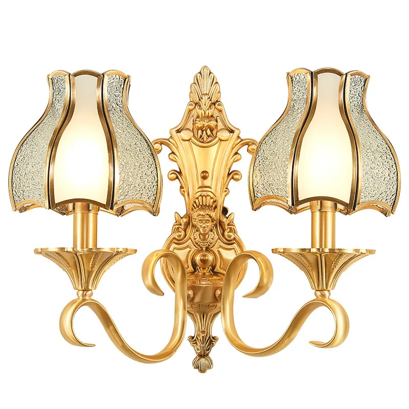 Copper LED Wall Lamp Corridor Aisle Bedroom Sconce Brass Hotel Bedroom Bedside Wall Lights Bronze Gold Bathroom Washroom