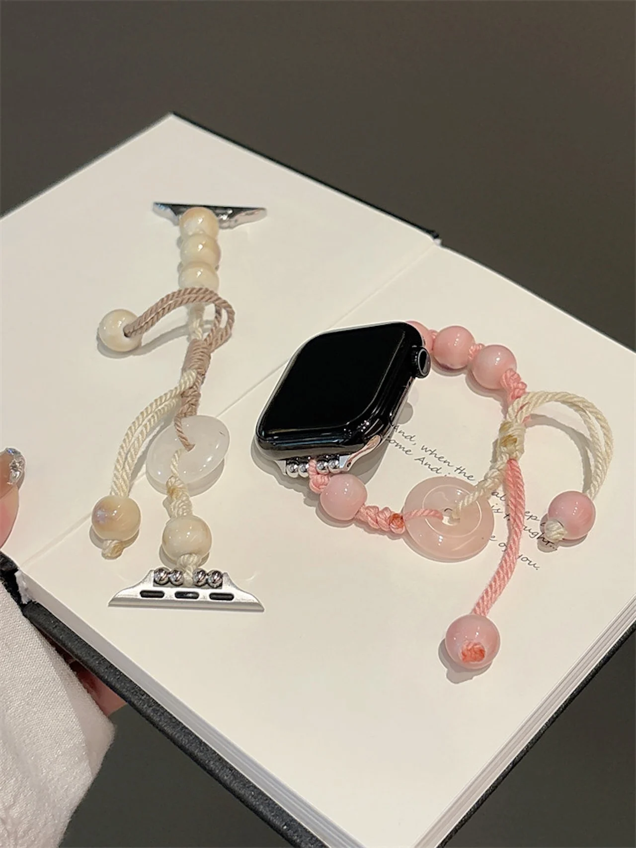 Ethnic Style Jade Donut Braided Strap For Apple Watch Ultra SE 11 10 9 8 7 Adjustable Ceramic Beaded Elegant Women Wristband