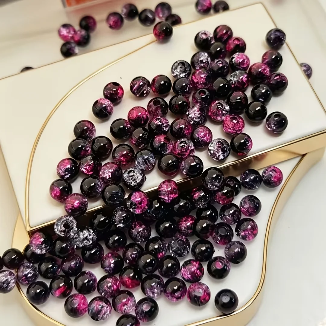 105/205pcs 8mm high-quality black rose red gradient snowflake beads. Suitable for holiday decoration and fashion accessories.