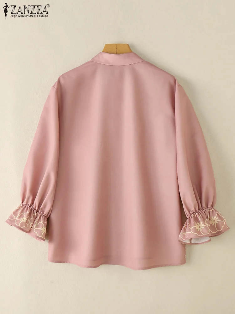 2023 ZANZEA Muslimische Frauen Bluse Mode Lange Ausgestellte Ärmel Gedruckt Tops Casual Taste Hemd Türkei Abaya Kaftan Islamische Kleidung