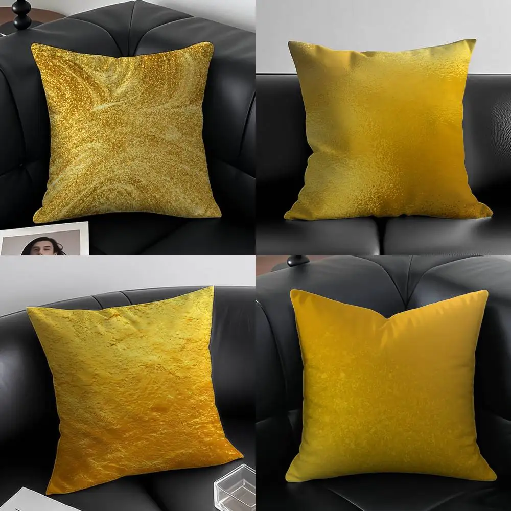 

Gold Foil Texture Art Pillow Case Custom Printed Brushed Fleece Pillow, Baby Skin-Touch, Eco-Friendly Dye-Sublimation Cushion Fo